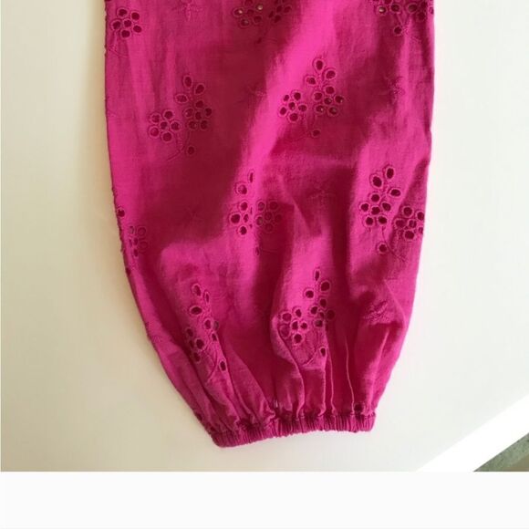 Jcrew pink button-front eyelet peasant top 100% cotton lined size M - Picture 9 of 11